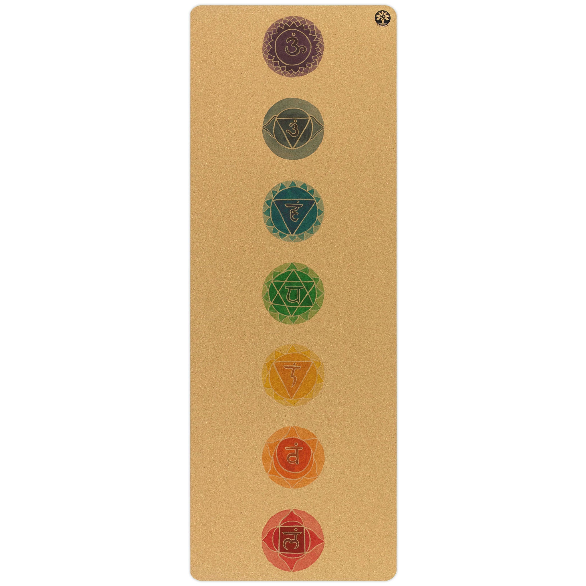 Esterilla de yoga de corcho con aura de chakras