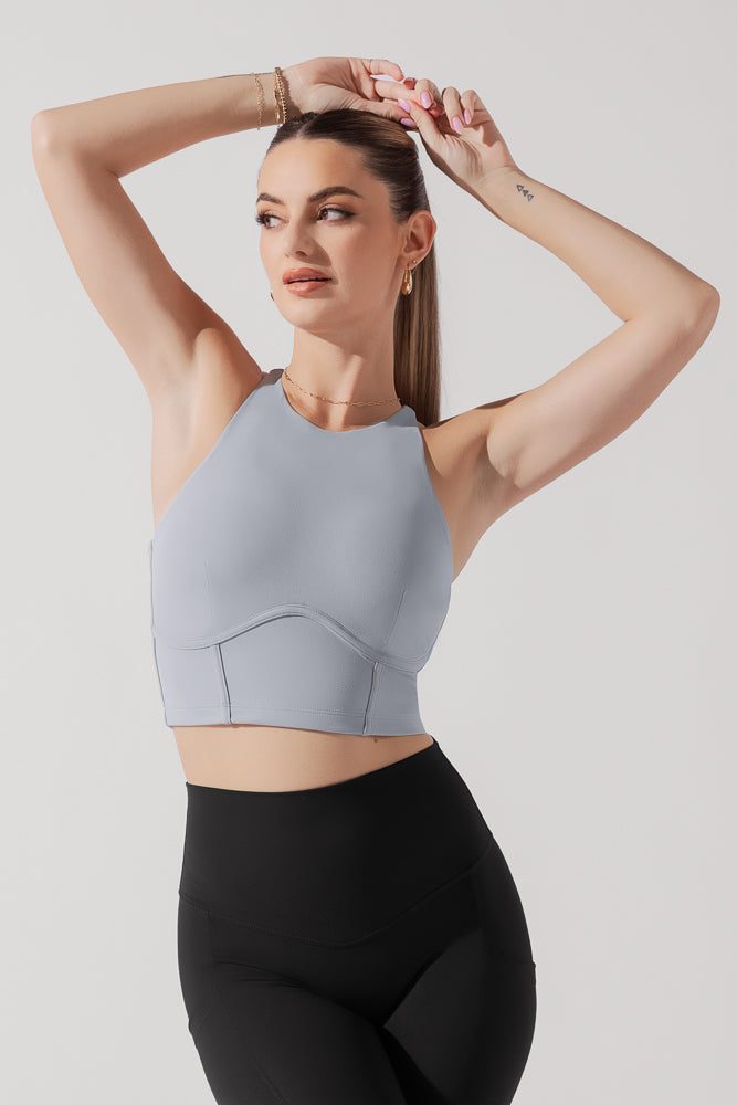 Cleo – Kurzes Korsett-Bralette – Blauer Stein