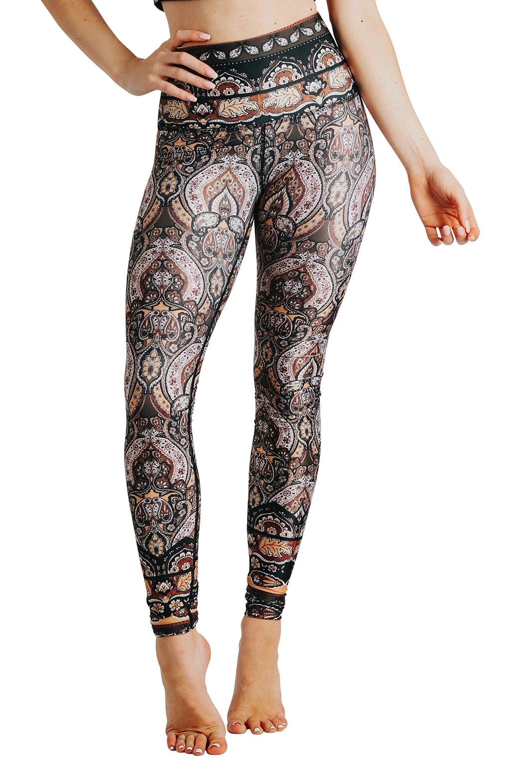 Yoga-Leggings mit Espresso-Print