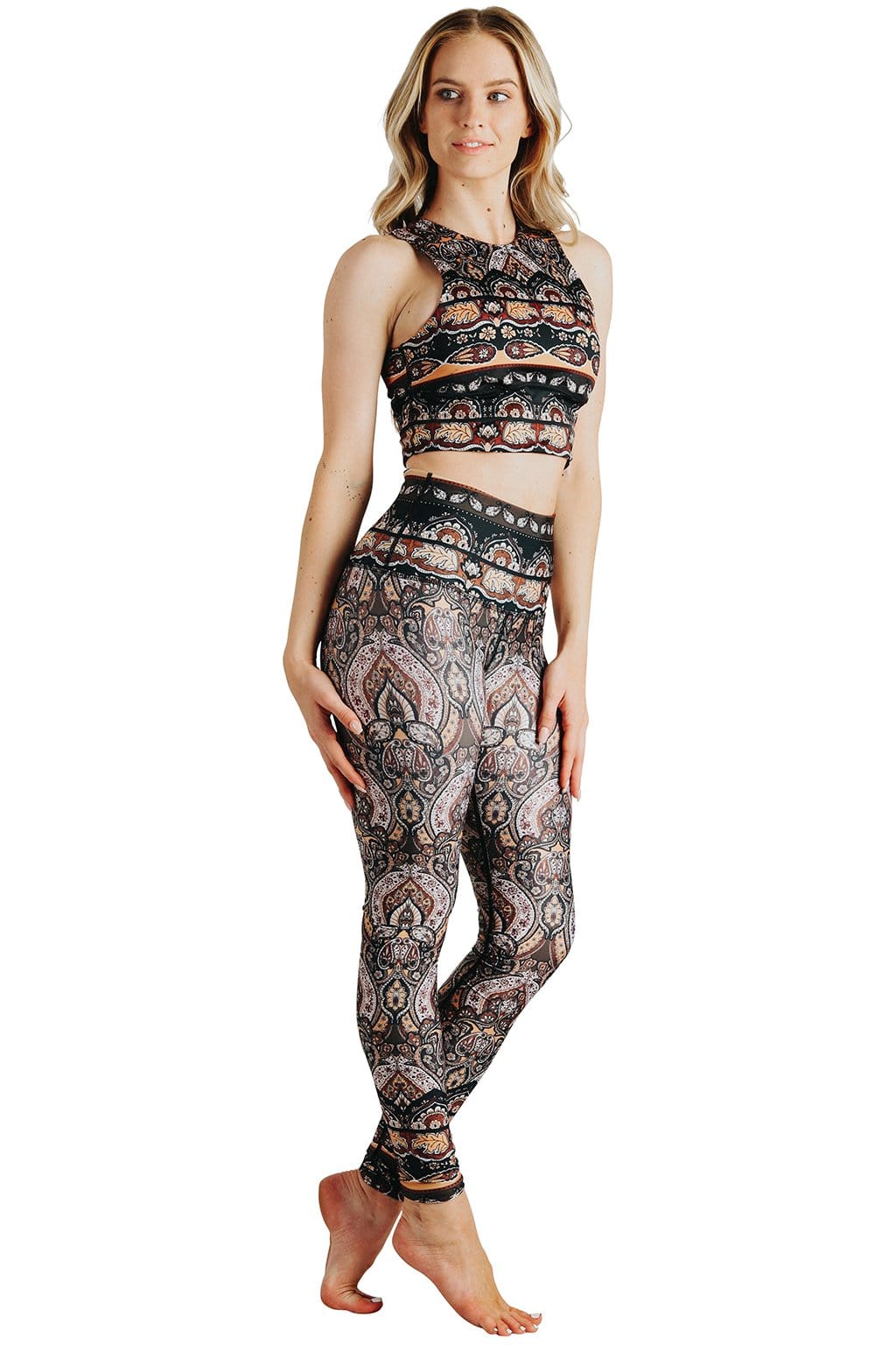 Yoga-Leggings mit Espresso-Print