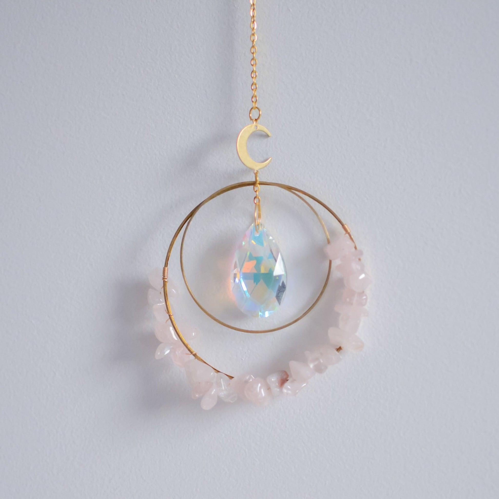 Rose Quartz & Crystal Sun catcher