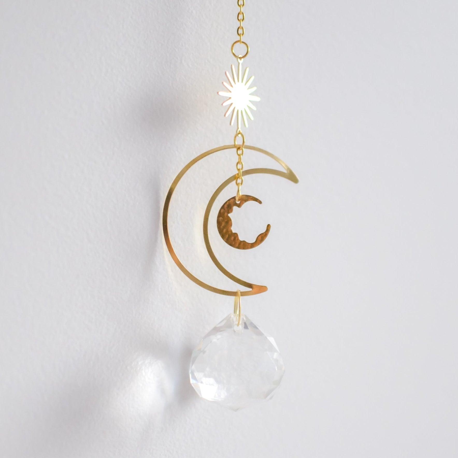 Crescent & Sun Crystal Suncatcher