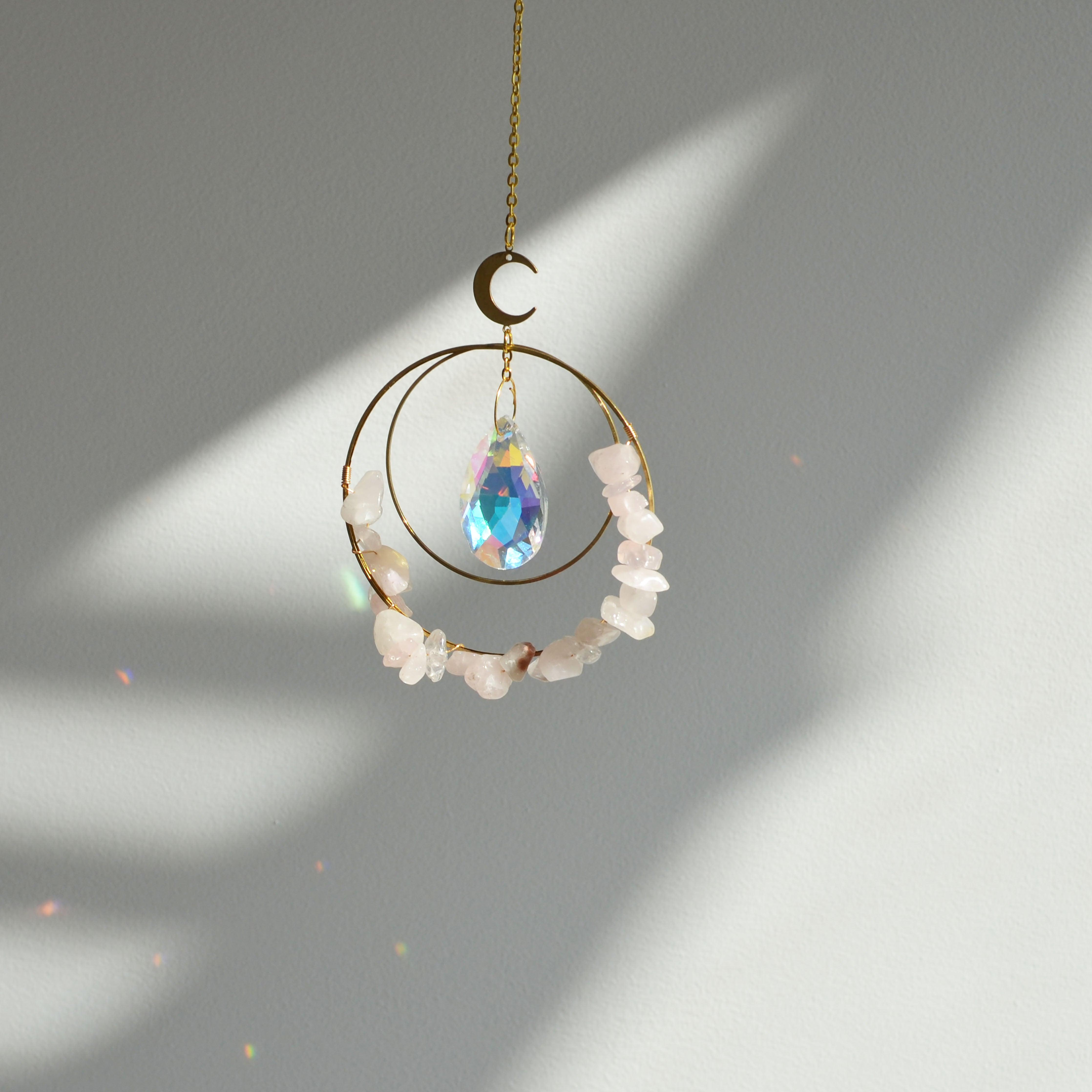 Rose Quartz & Crystal Sun catcher