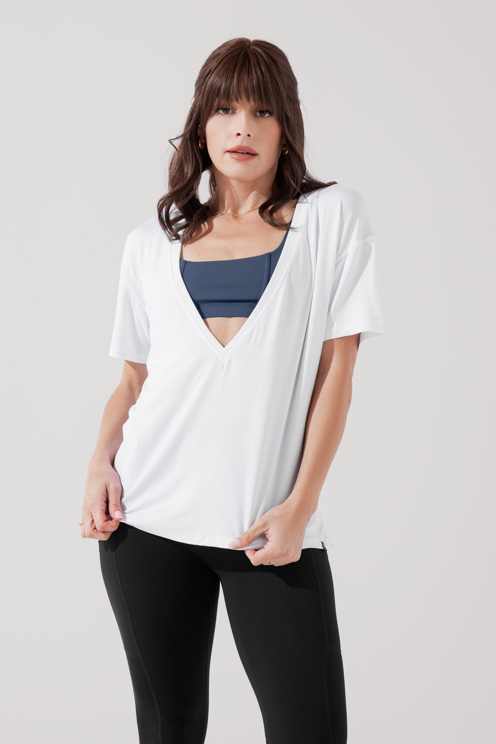 Daring Deep V T-Shirt - Weiß