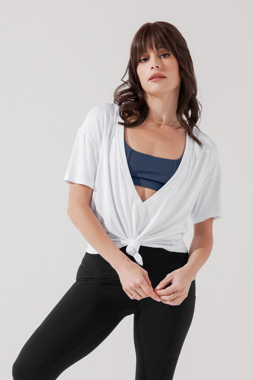 Daring Deep V T-Shirt - Weiß