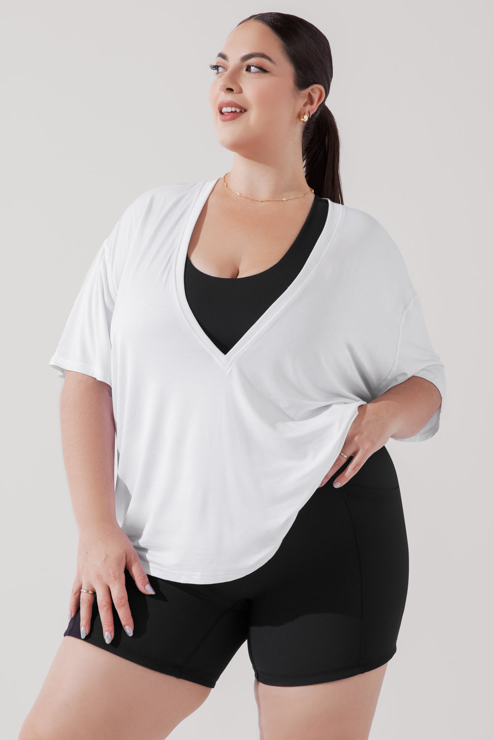 Camiseta Daring Deep V - Blanca