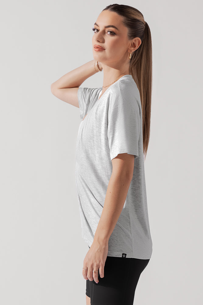 Camiseta Daring Deep V - Gris jaspeado