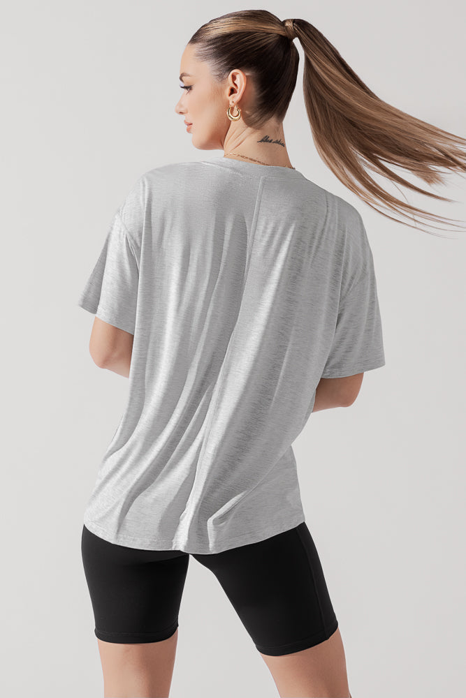 Daring Deep V T-Shirt - Grau meliert