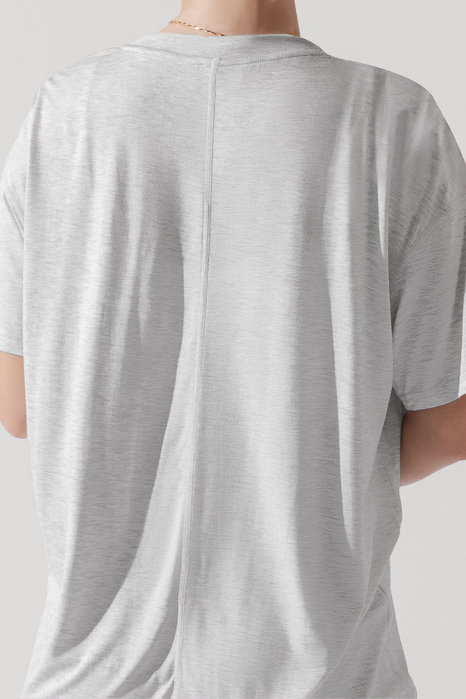 Daring Deep V Tee - Heather Grey