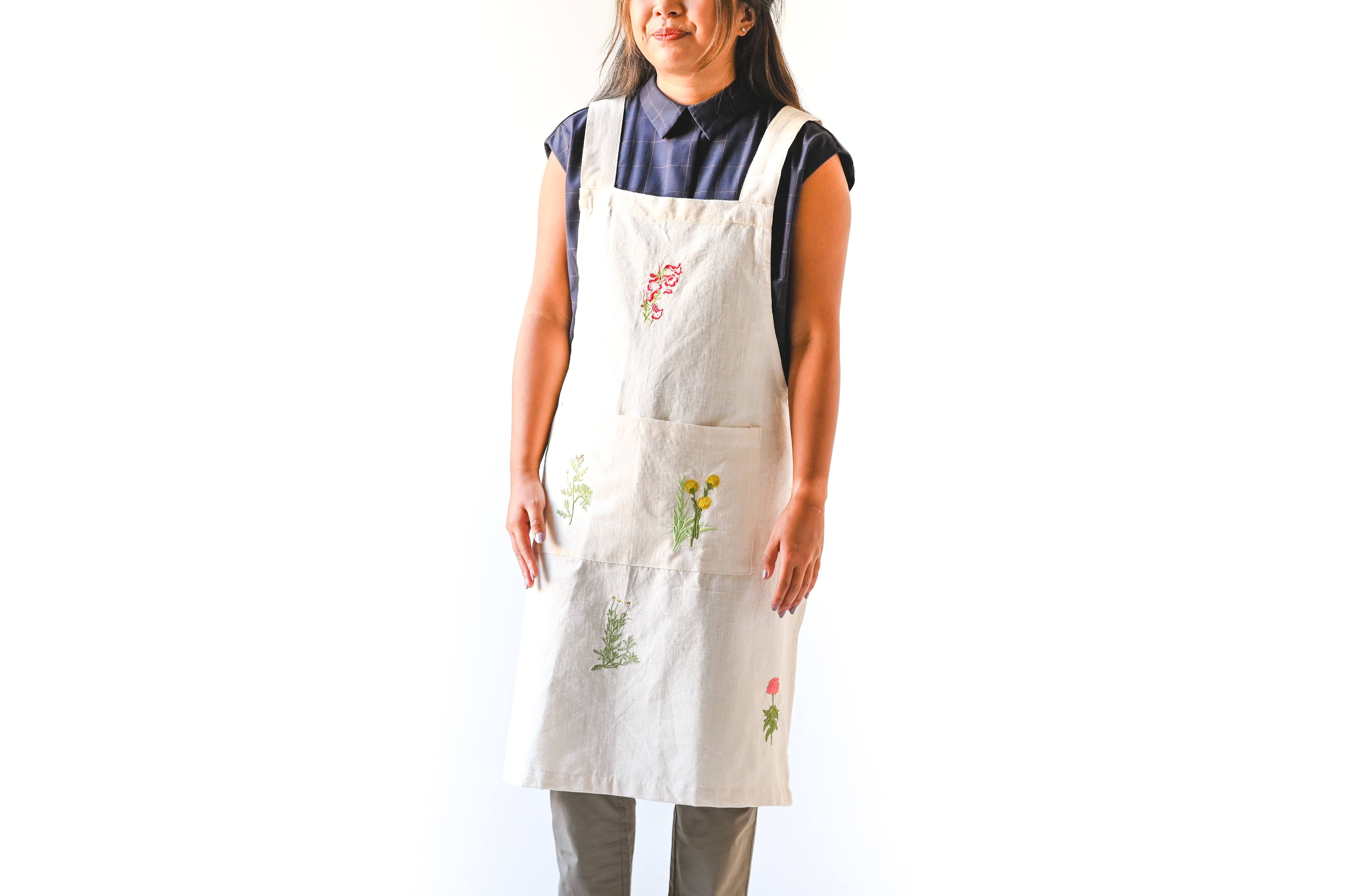 Botanical Embroidered Apron