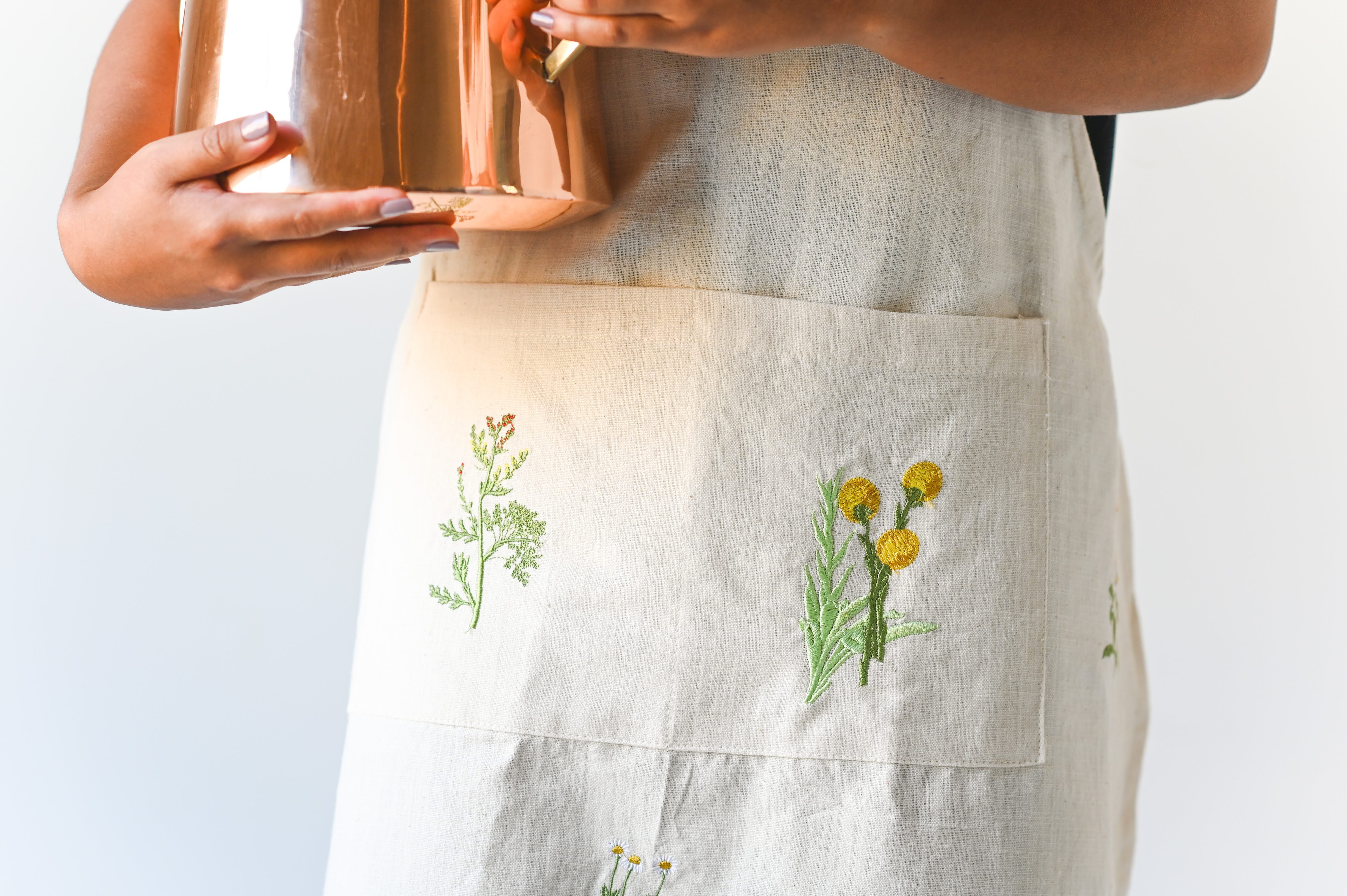 Botanical Embroidered Apron