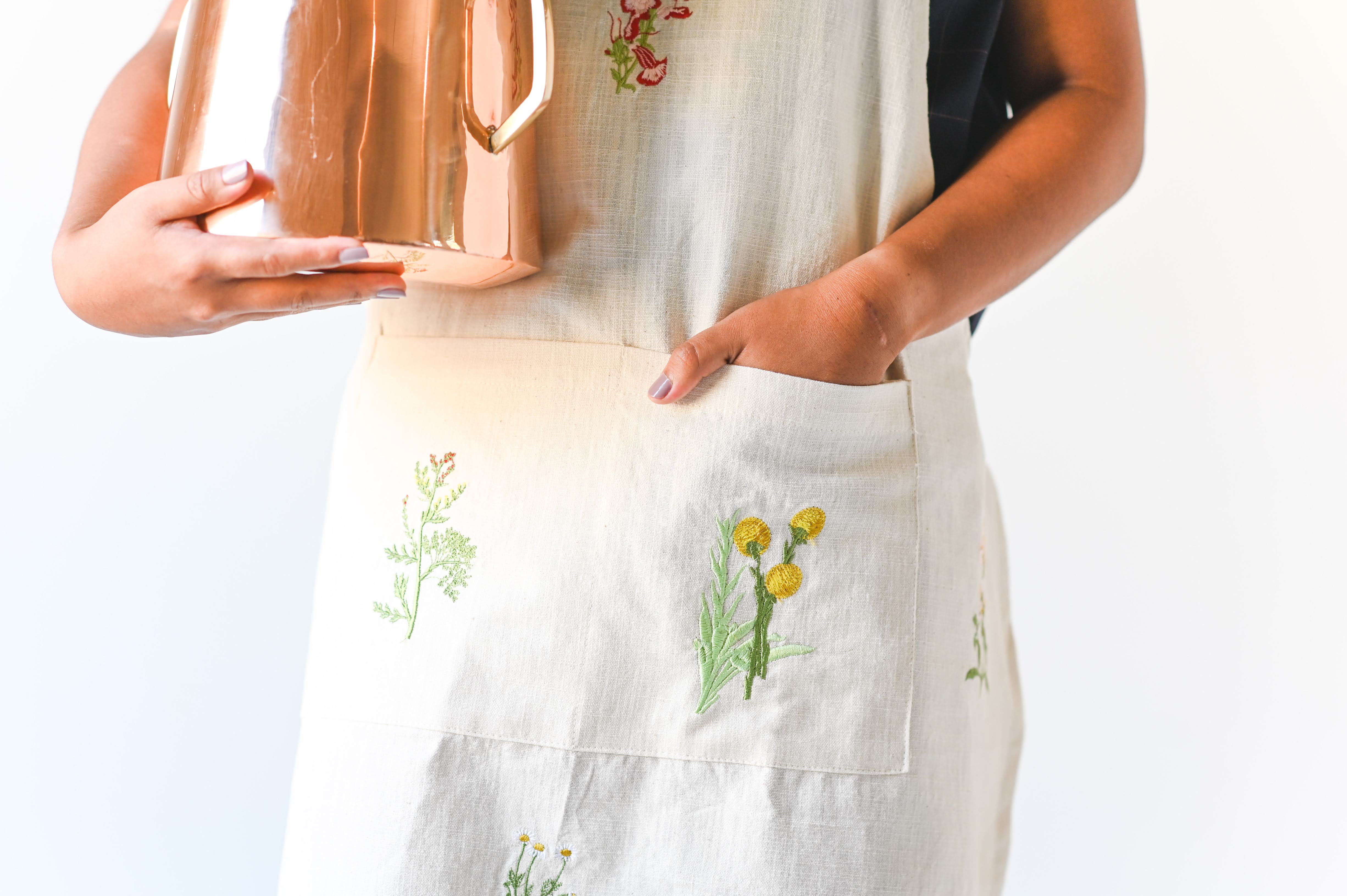 Botanical Embroidered Apron