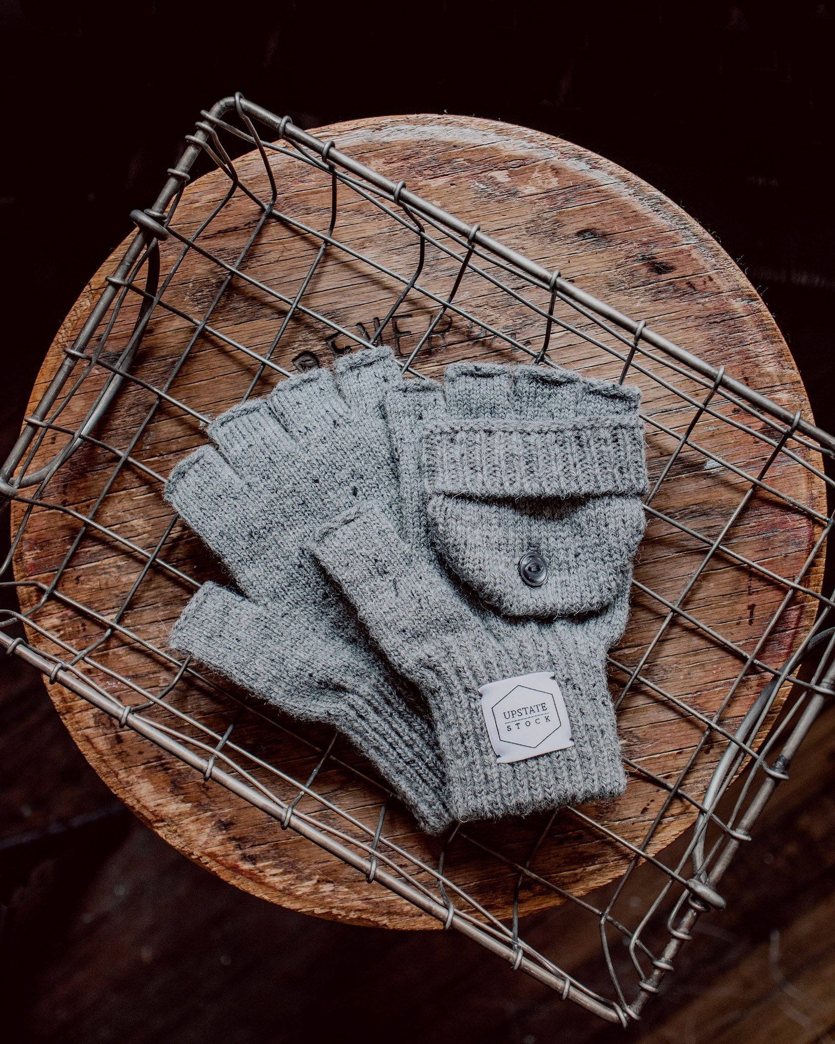 Grey Tweed Ragg Wool Convertible Fingerless 'Glomitt'