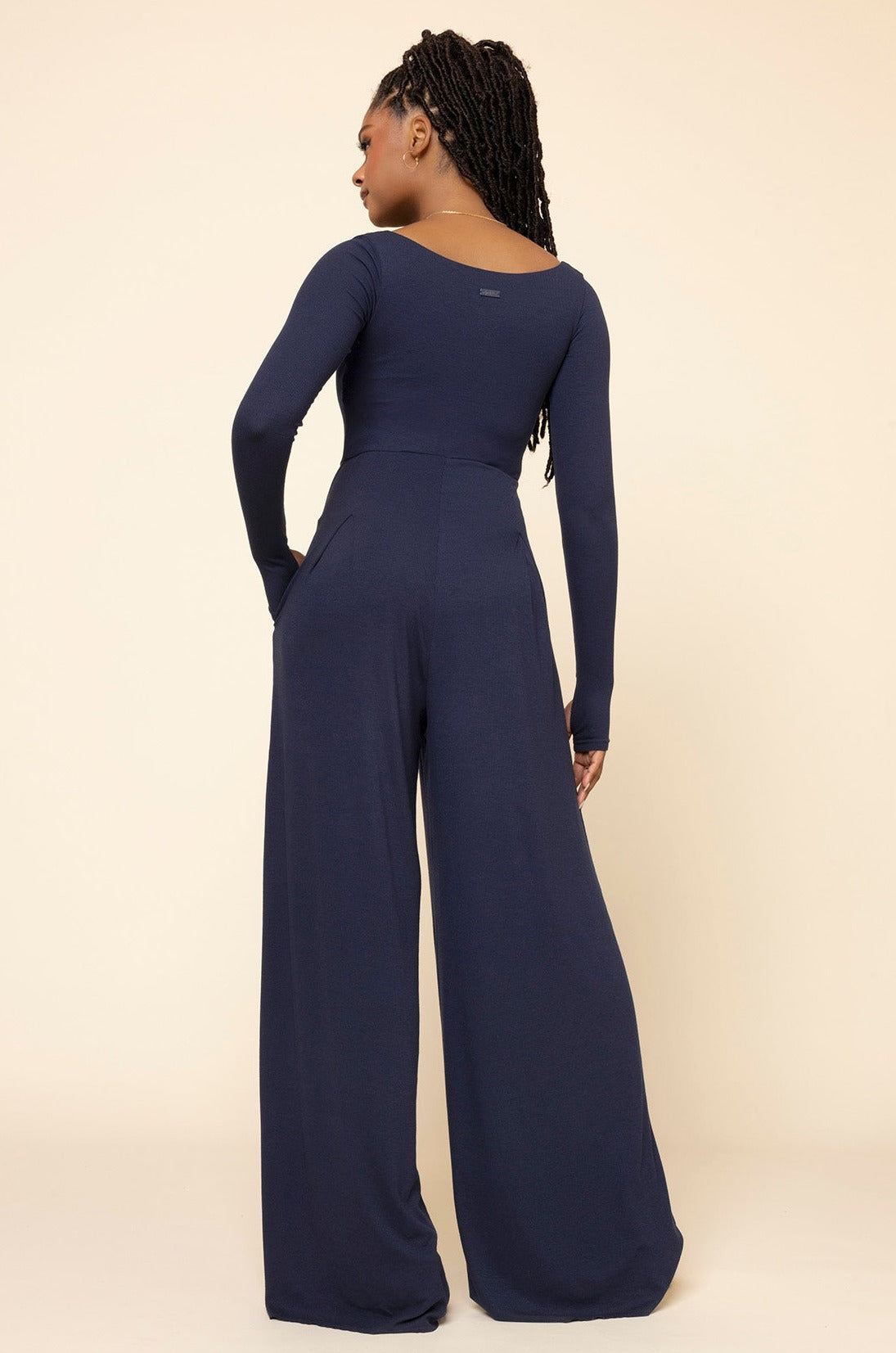 Go With The Flow Long Sleeve Jumpsuit - Cosmic Navy