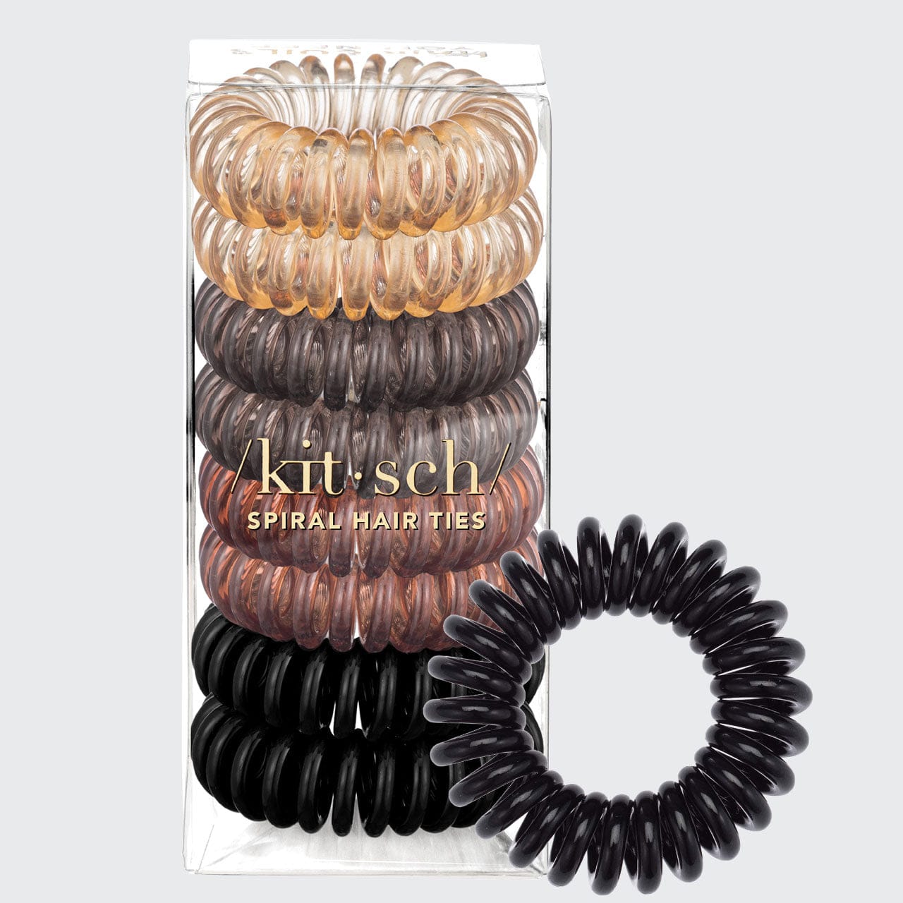 8 gomas para el pelo en espiral, color castaño