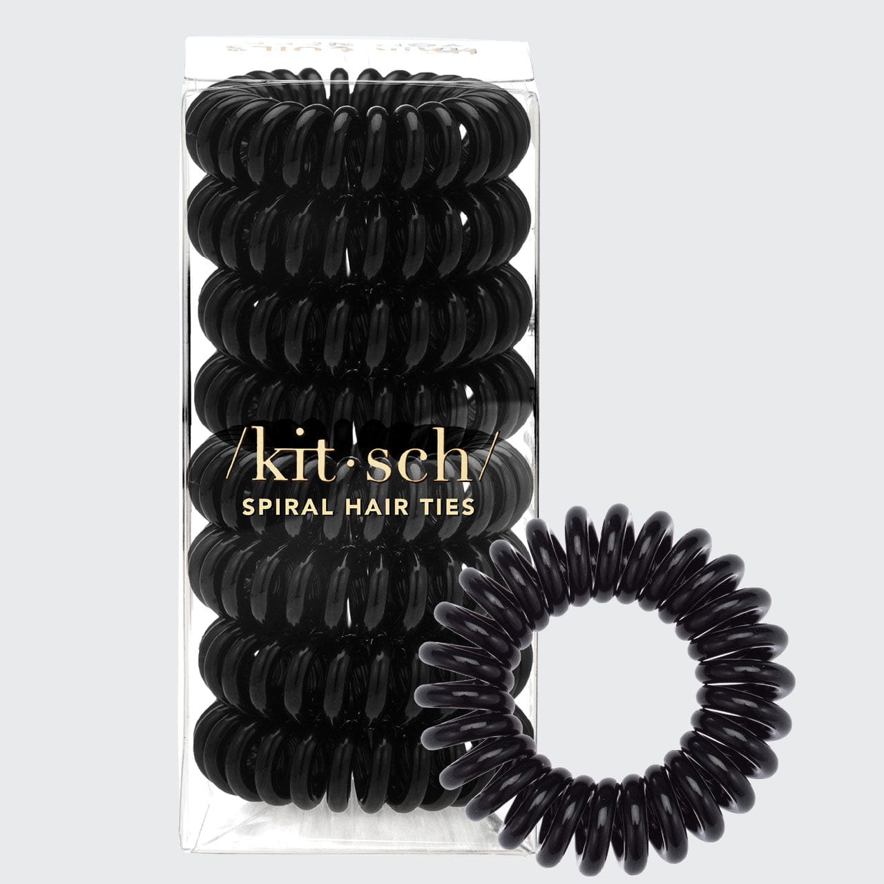 Spiral Hair Ties 8 Pc - Black