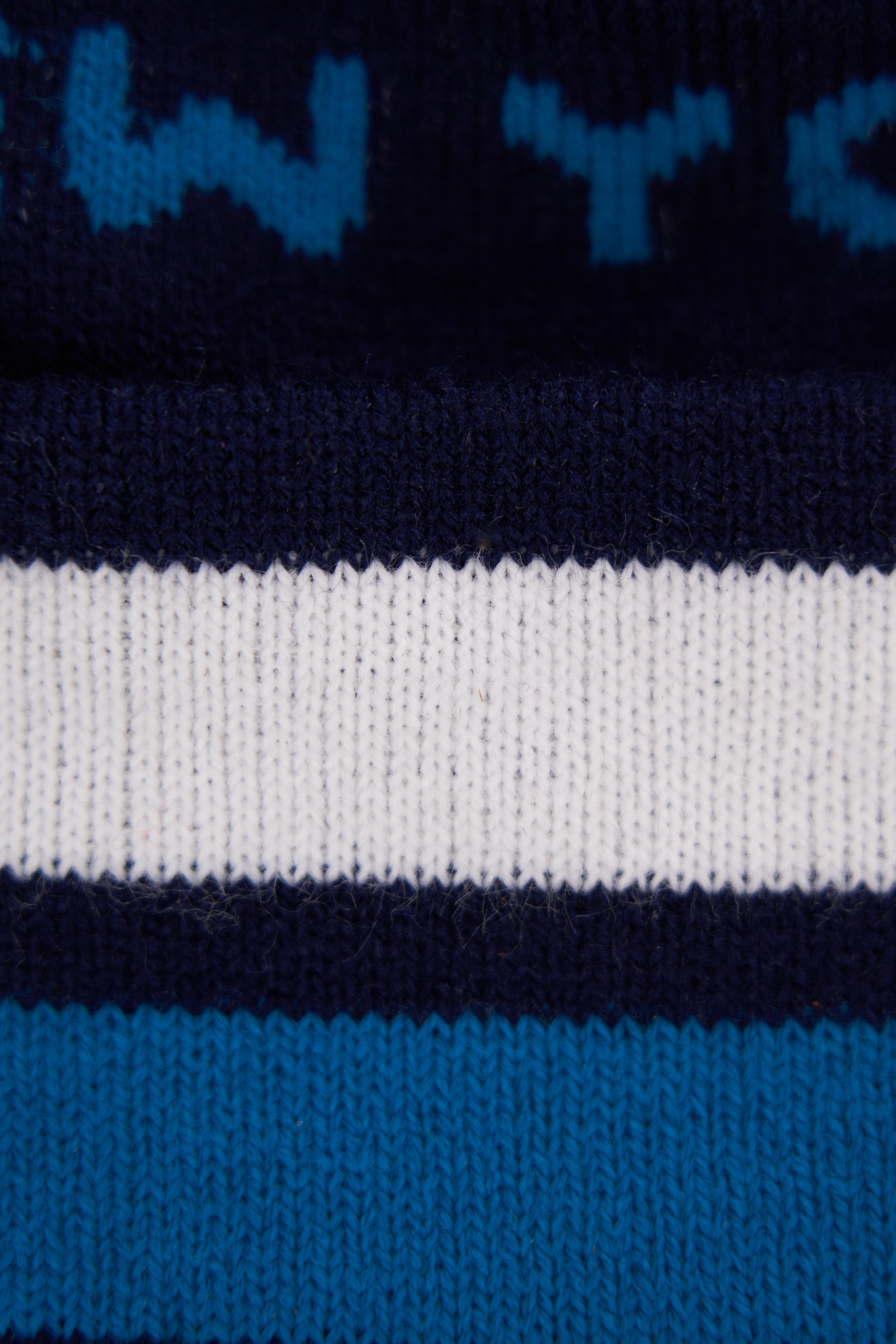 NEW Jacquard Embroidered Beanie - NY BLUE