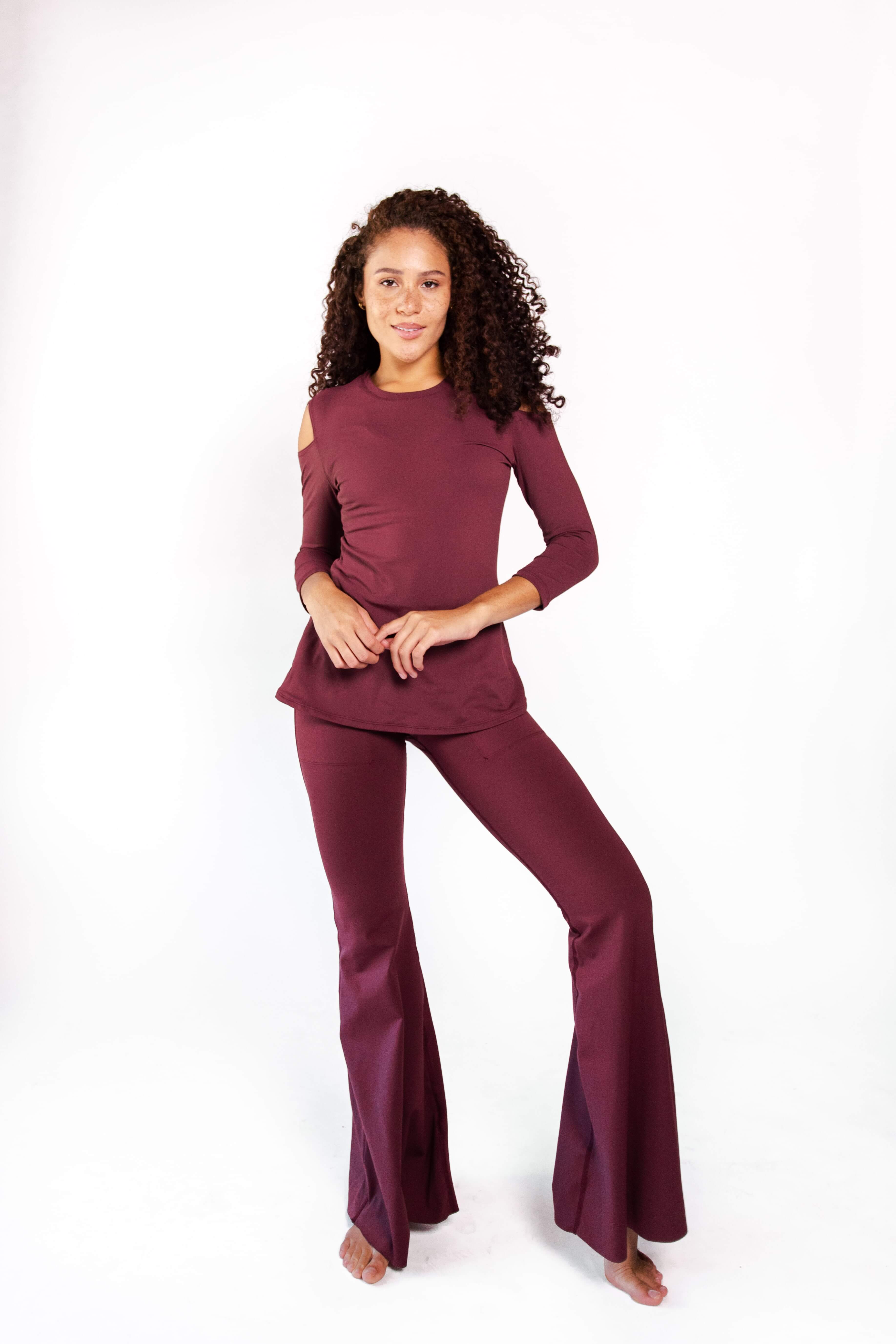 Open Shoulder Top - Maroon