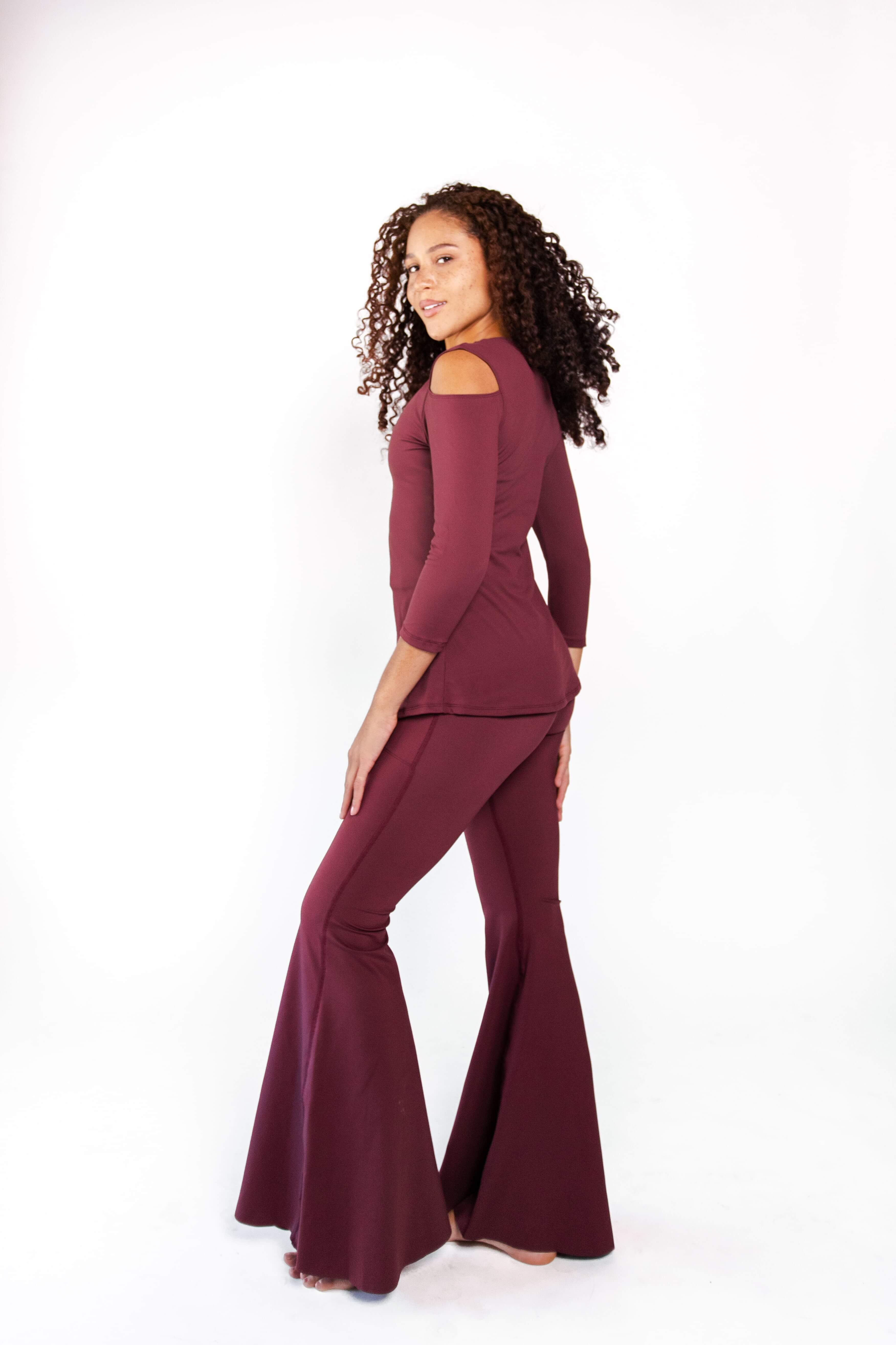 Open Shoulder Top - Maroon