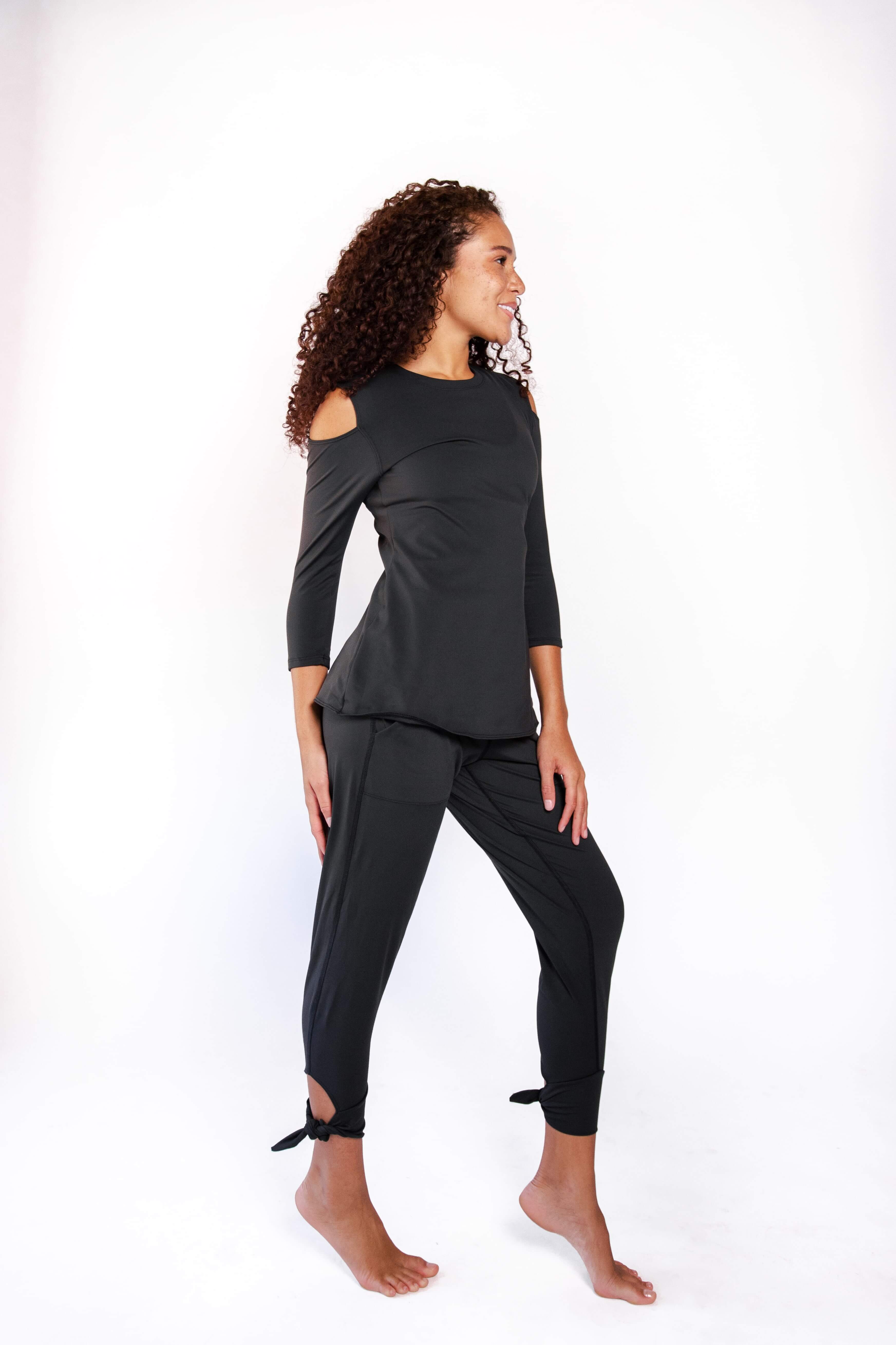 Open Shoulder Top - Jet Black