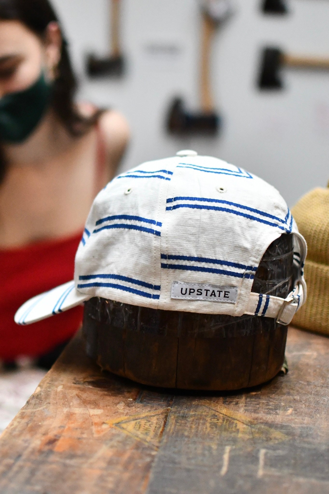 Gorra de 6 paneles - Lino japonés - BALLPARK NAVY STRIPE