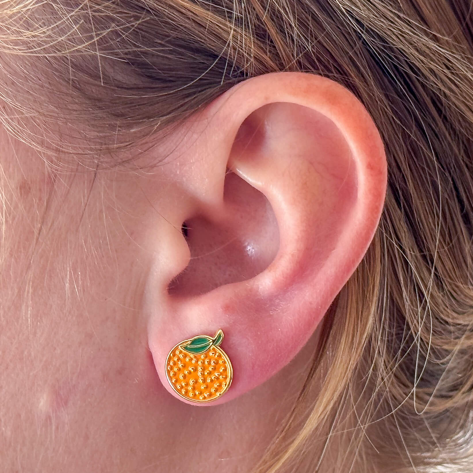 Orange Enamel Earrings