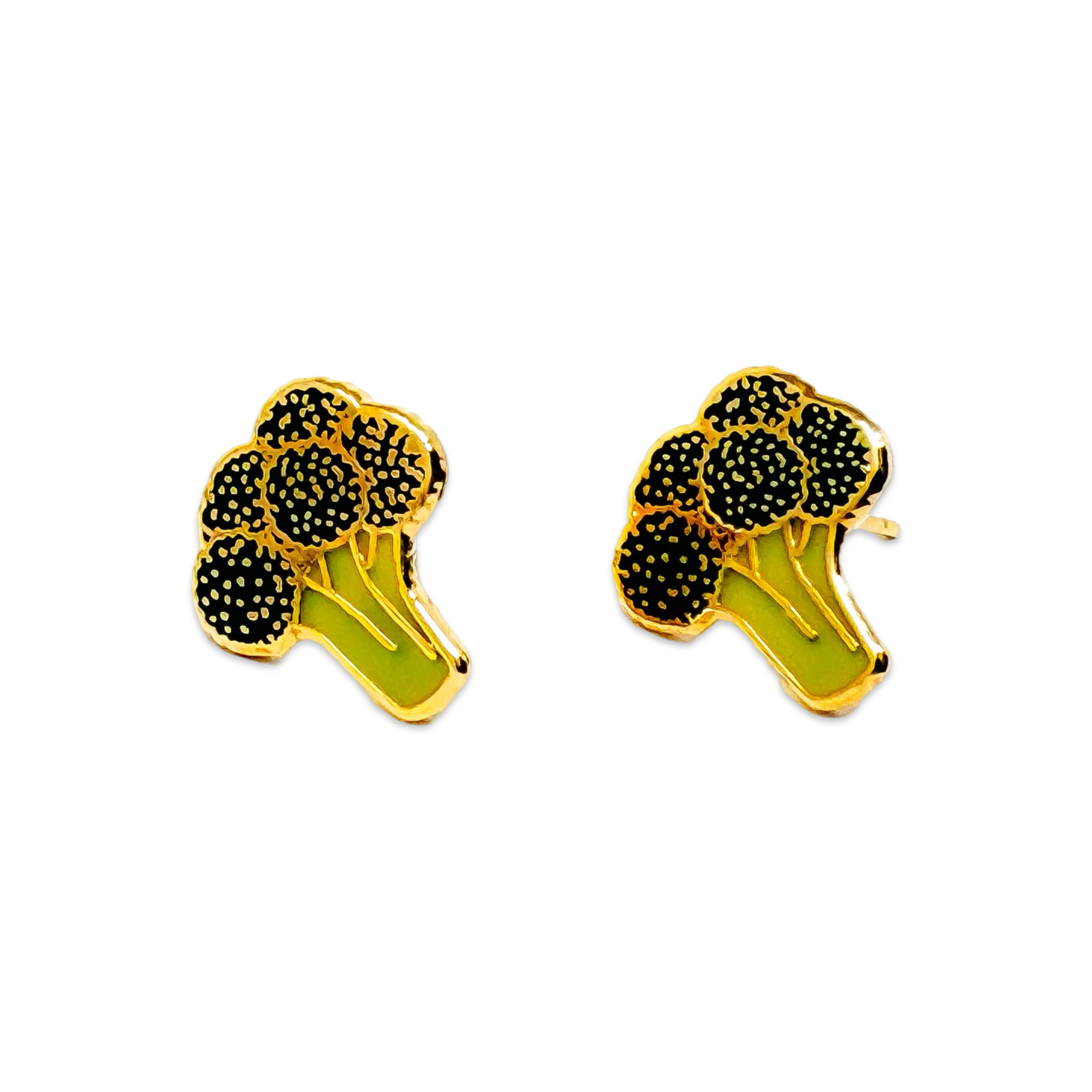 Broccoli Enamel Earrings