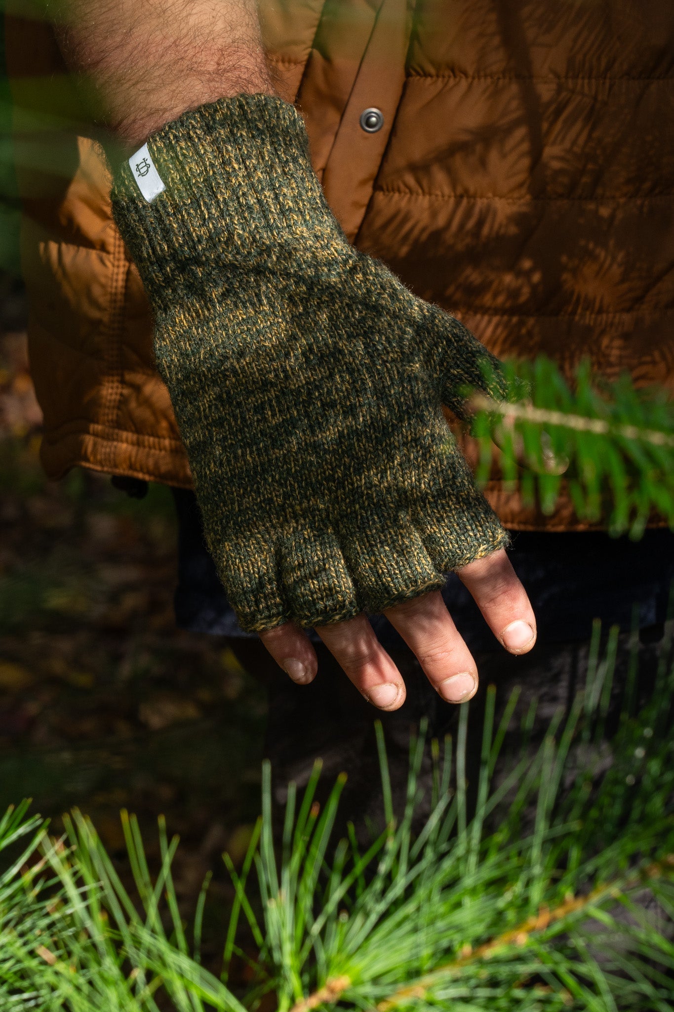 Jungle Melange Fingerless Ragg Wool Gloves