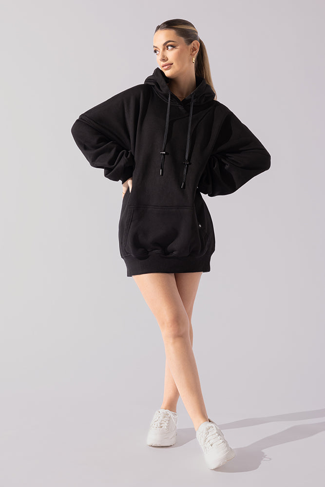 Langer Cloud Hoodie - Schwarz