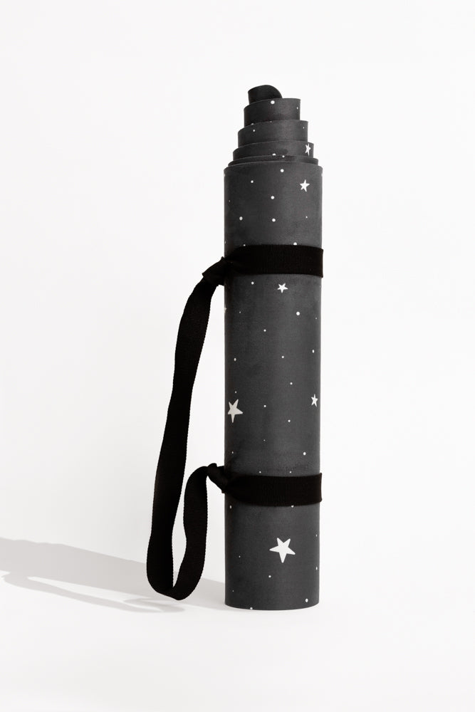 Vegan Suede Yoga Mat - Black Starry