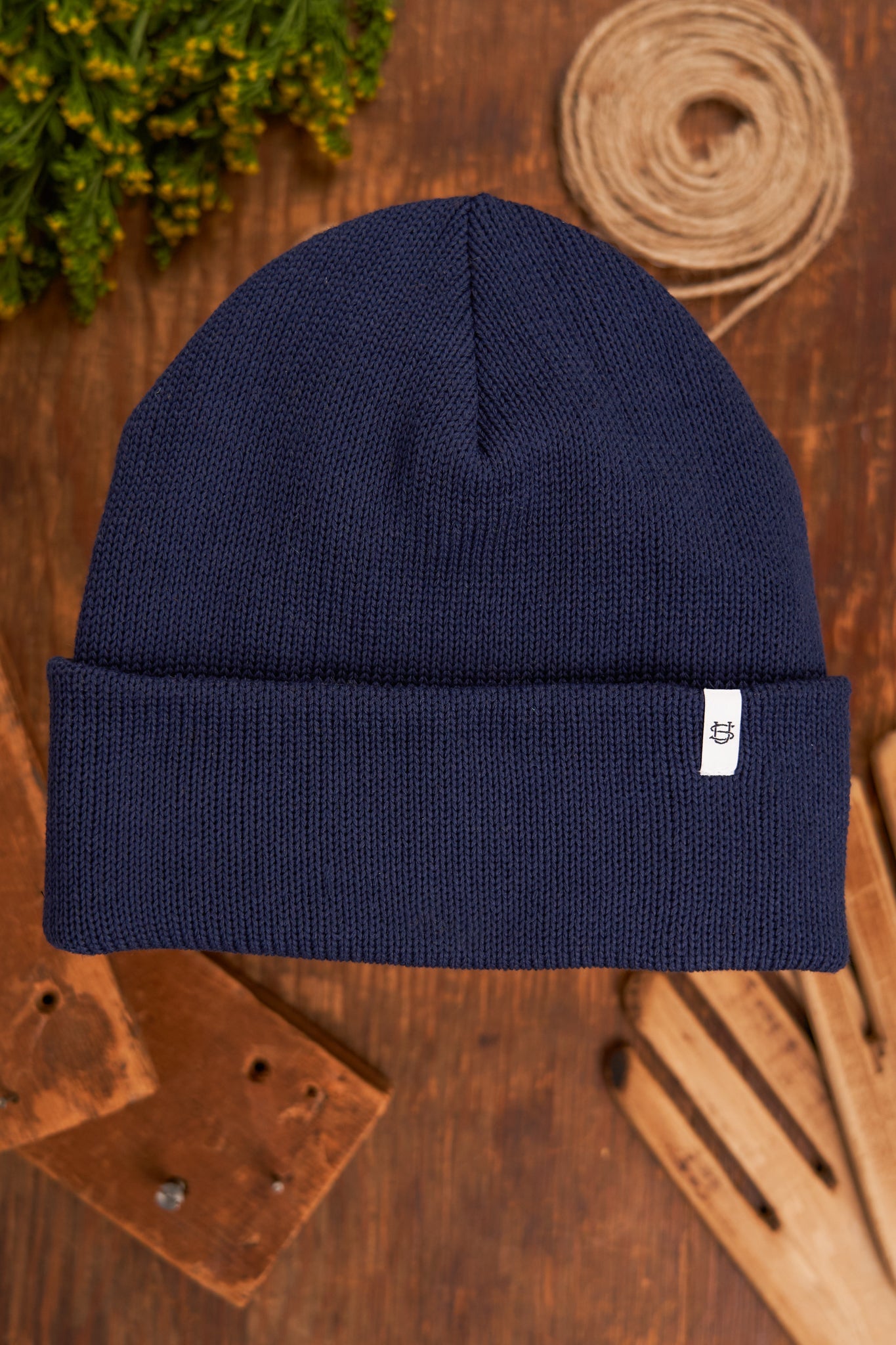 Navy Easy Fit Upcycled Cotton Beanie - S/M and L/XL