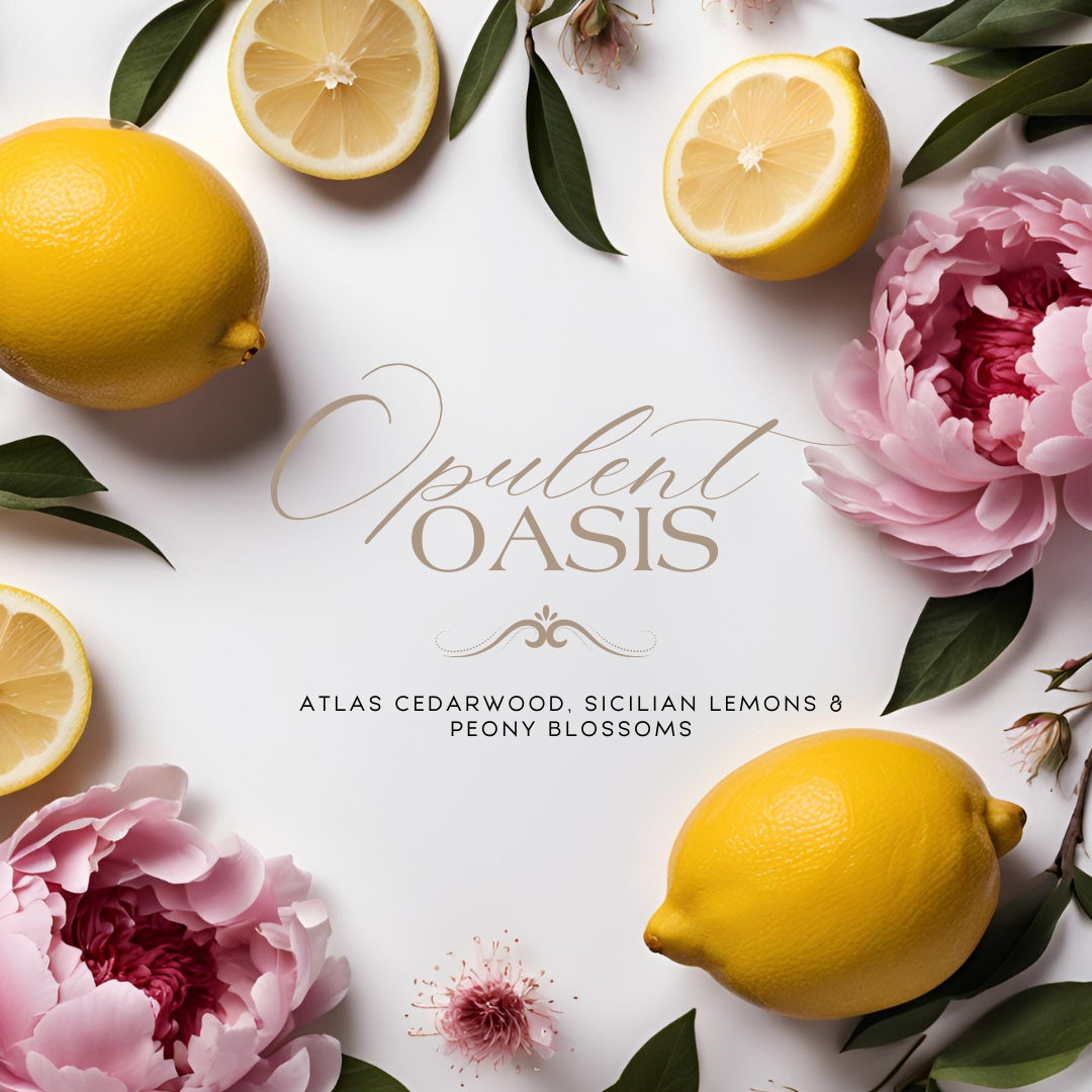 Opulent Oasis (15oz Double Wick) - Notes: Atlas Cedarwood, Sicilian Lemons & Peony Blossoms