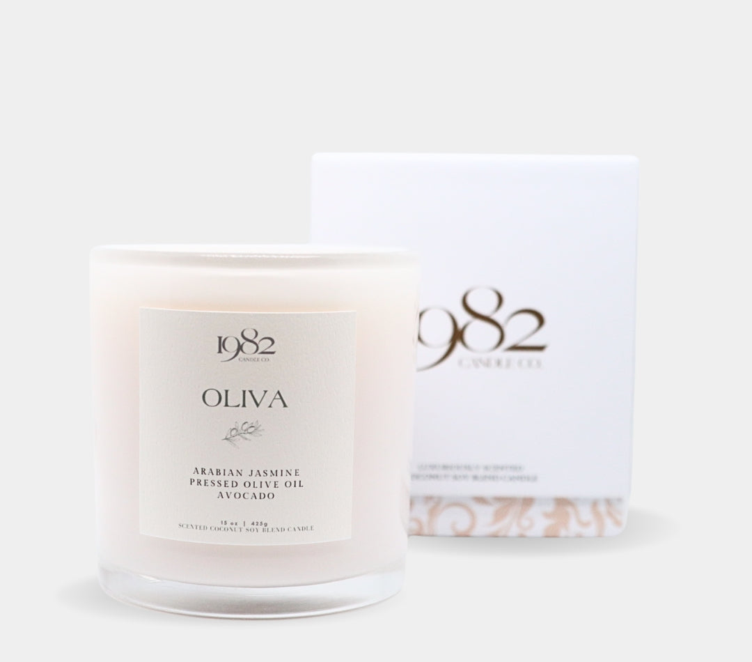 Oliva (15oz Double Wick) - Notes: Arabian Jasmine Blossoms, Pressed Olive Oil & Avocado