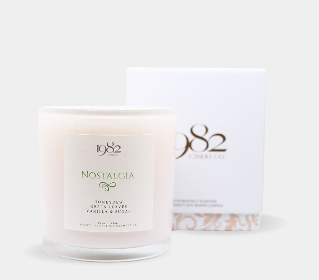 Nostalgia (15oz Double Wick) - Notes: Ripe Honeydew, Green Leaves, Creamy Vanilla & Sugar Crystals