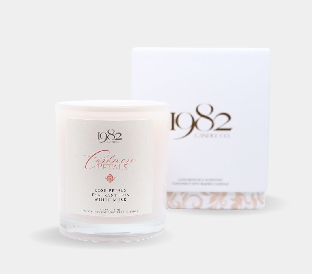 Cashmere Petals (7.5oz Single Wick) - Notes: Rose Petals, Fragrant Iris, Soft Cashmere & White Musk