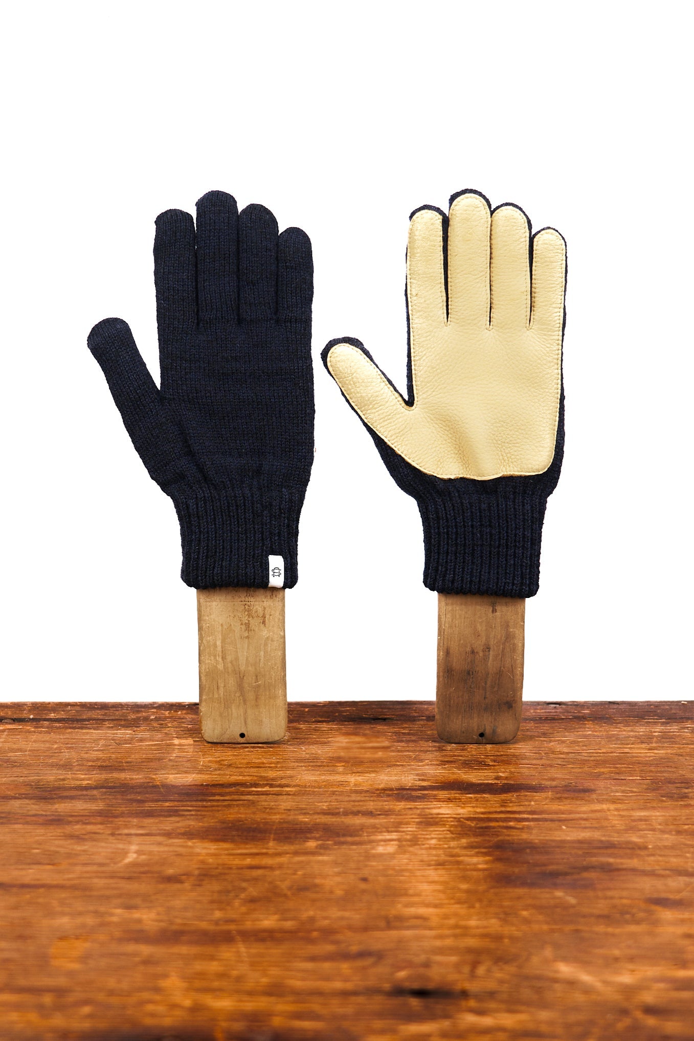 Navy Melange with Natural Deerskin Full Glove