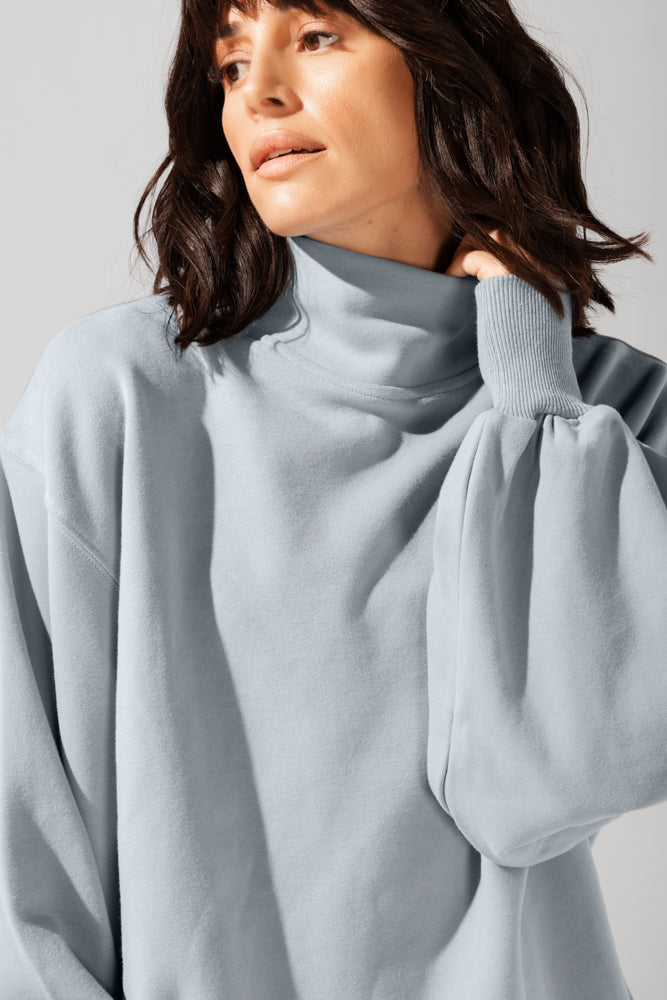 Ooey Gooey Mockneck Sweatshirt with Pockets - Bookworm Blue