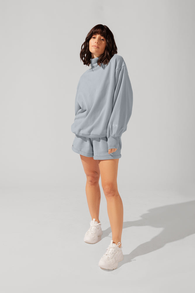 Ooey Gooey Sweatshirt mit Stehkragen und Taschen - Bookworm Blue