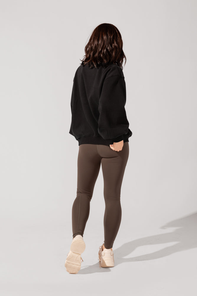 Ooey Gooey Mockneck Sweatshirt with Pockets - Black