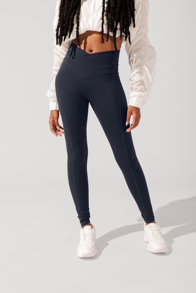 Crisscross Hourglass® Leggings with Pockets - Smoky Navy