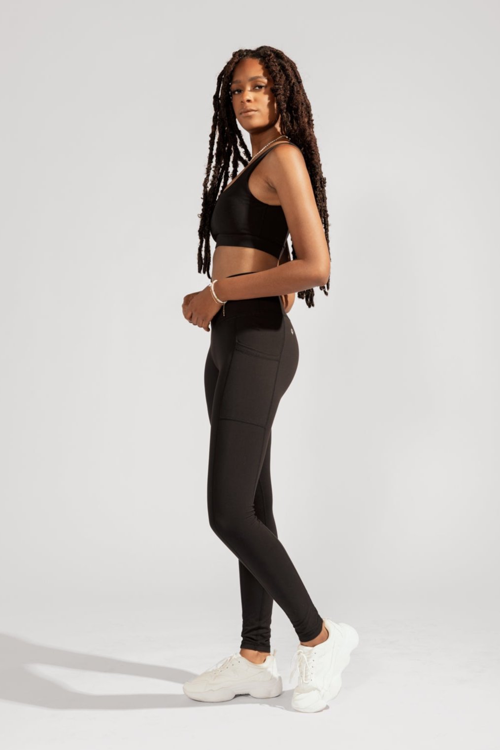 Leggings con bolsillos Crisscross Hourglass® - Negro