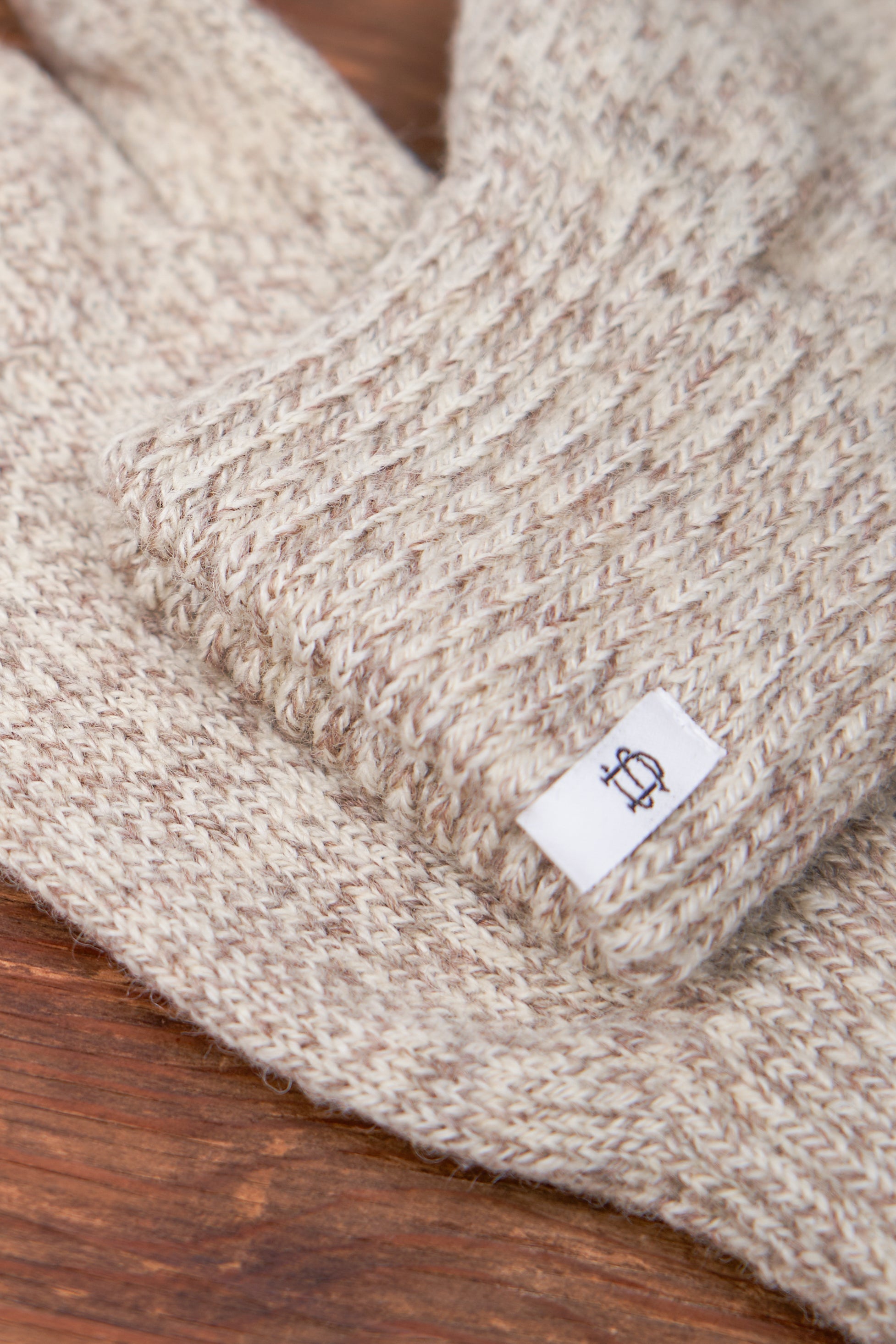 Oatmeal Melange Convertible Fingerless 'Glomitt' with Natural Deerskin