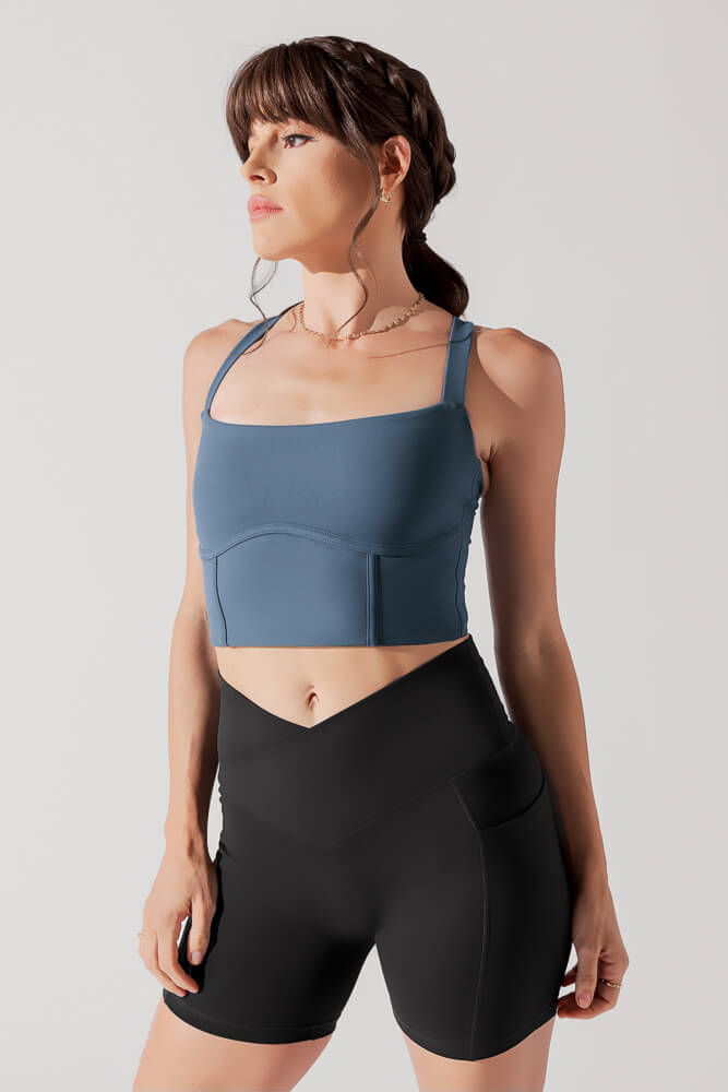 Daphne Korsett-Crop-Top - Indigoblau