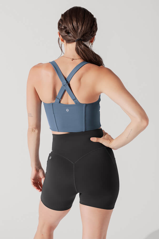 Daphne Corset Crop Top - Indigo Teal