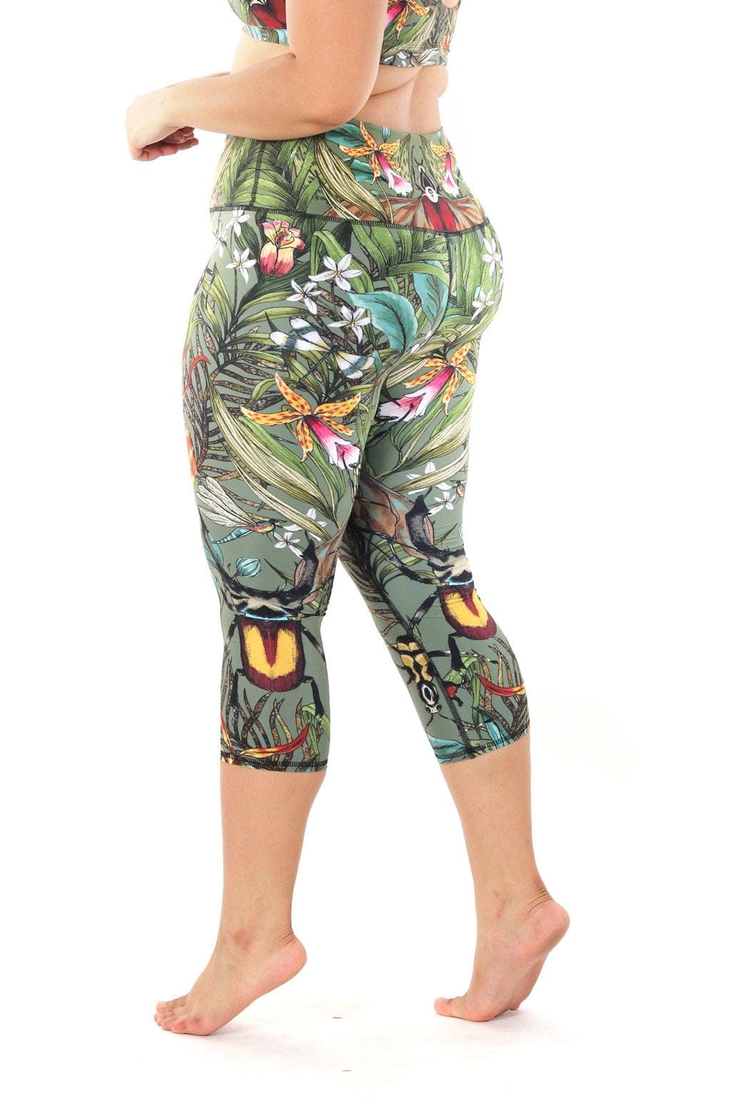 Pantalones de yoga estampados con pulgar verde