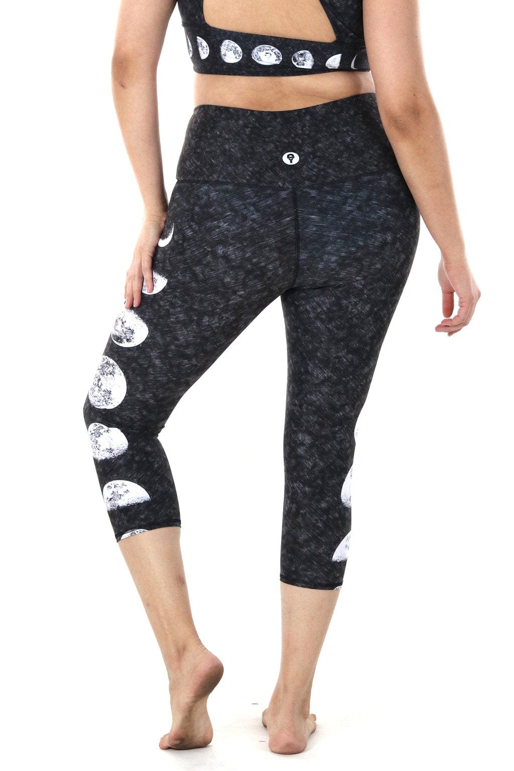 Just a Dark Moon Phase Printed Yoga Crop