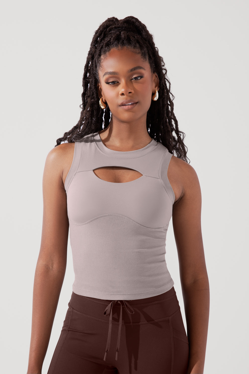 Peekaboo Crew Tanktop - Rauchiges Taupe