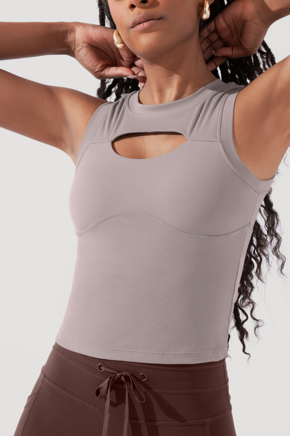 Peekaboo Crew Tanktop - Rauchiges Taupe