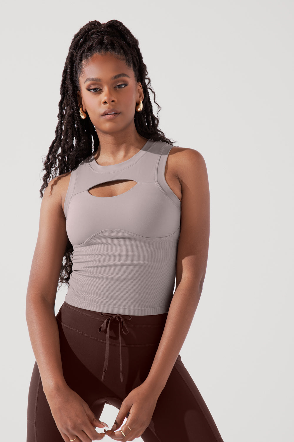 Peekaboo Crew Tanktop - Rauchiges Taupe