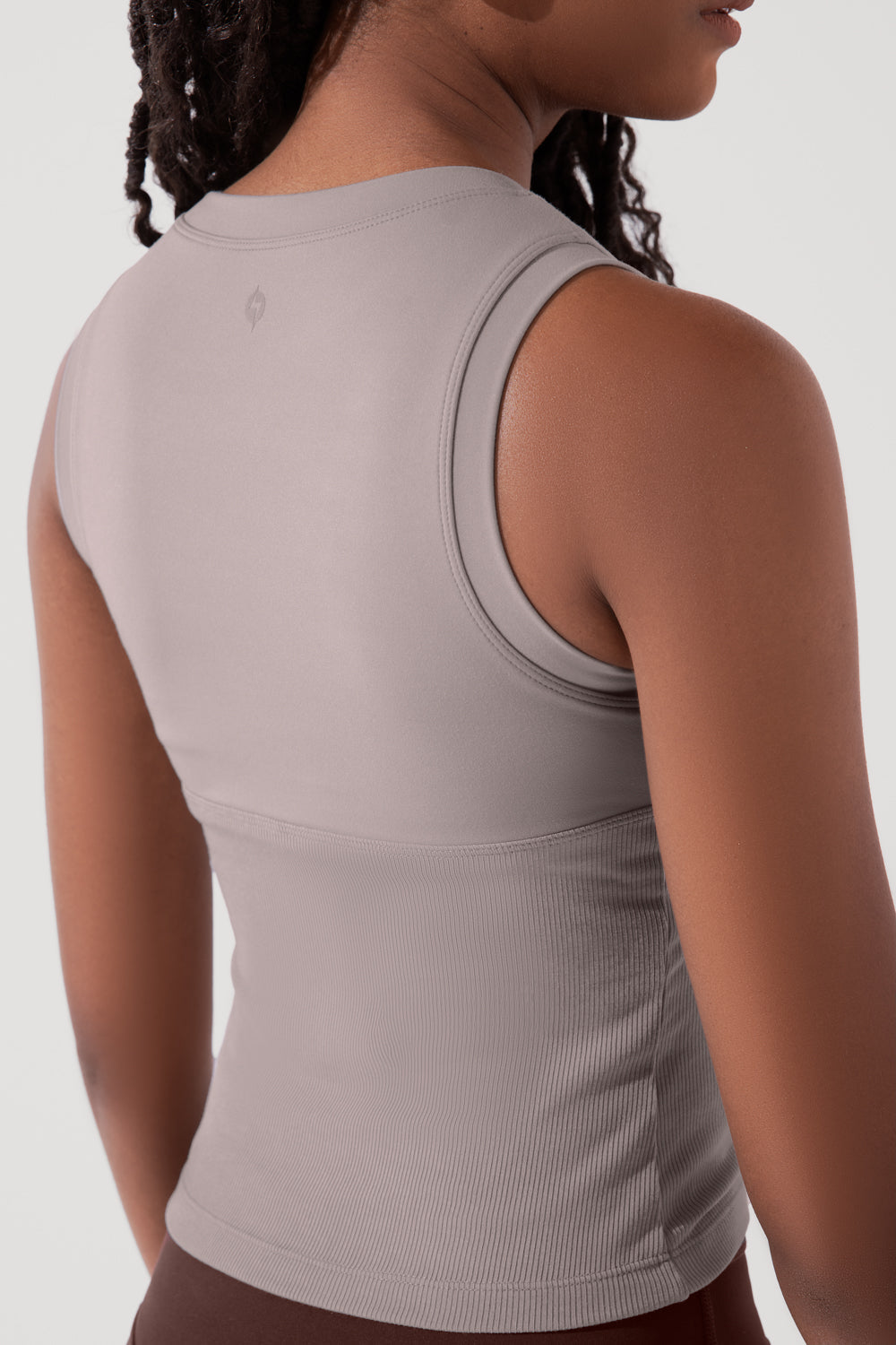 Peekaboo Crew Tank - Smoky Taupe